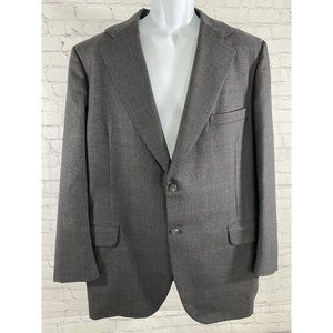 VTG Hand Made Elia Levi Gray Red Plaid 2 Button Blazer Jacket 44 *